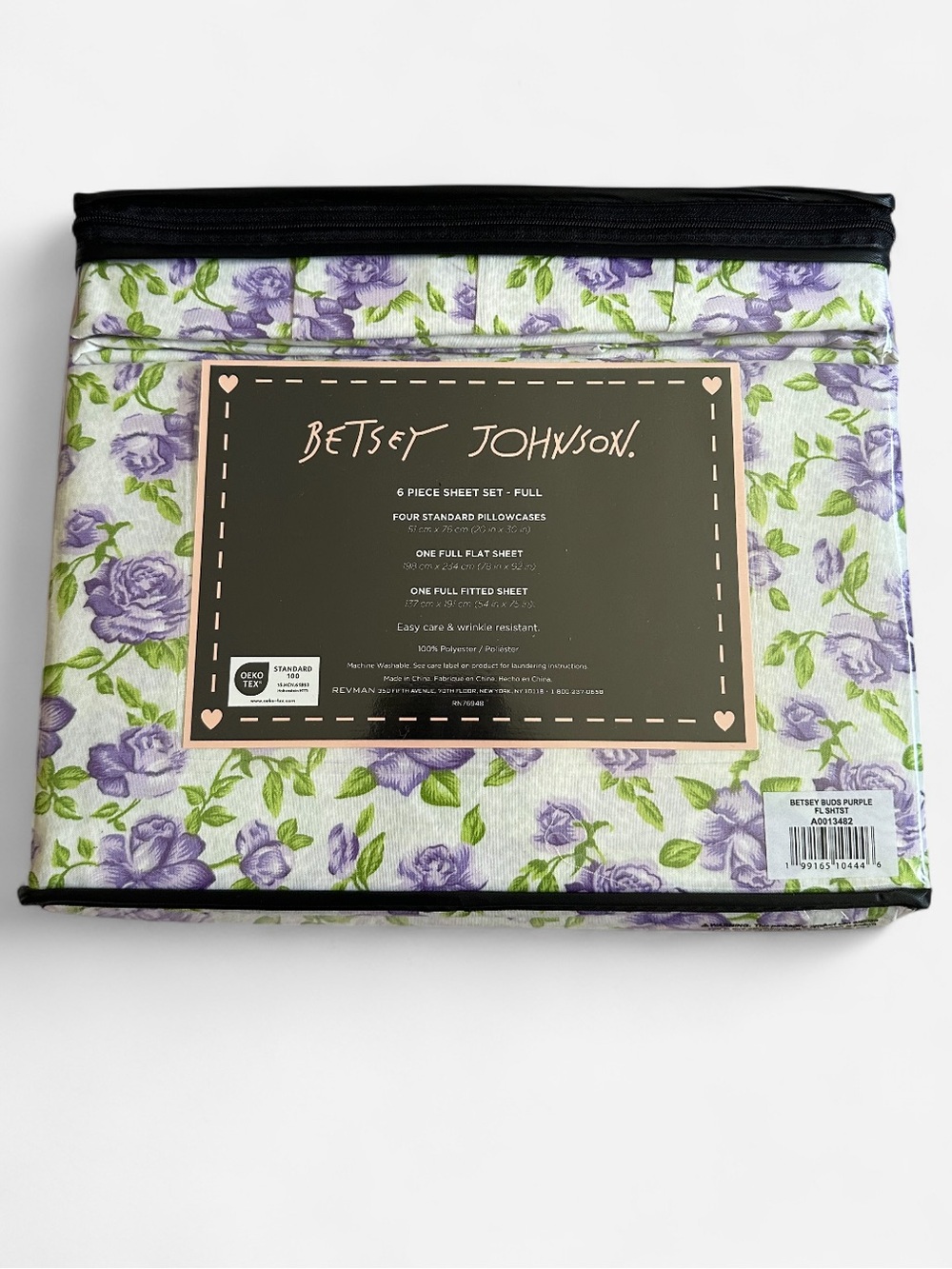 Betsey Johnson Purple Floral New Full 6 Piece Sheet Set